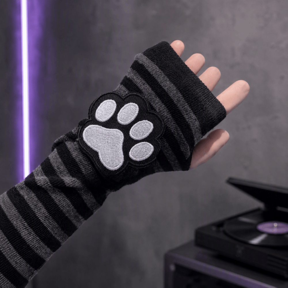 Cute Cat Claw Striped Pattern  - Fingerless Glove Knit review and price