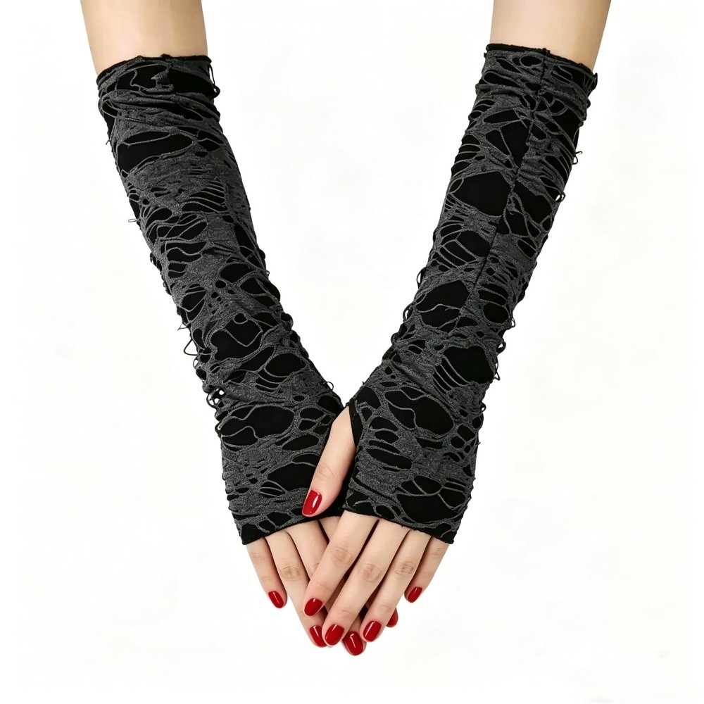 Vintage Long Punk Gloves Dark  - Fingerless Glove Knit review and price