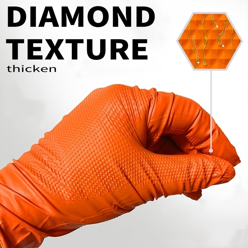 Heavy Duty Orange Nitrile Glov - Nitrile Mechanic Glove review and price