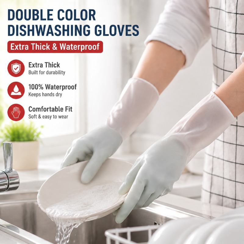 PVC Double Color Dishwashing G - Dish Glove Rubber review and price
