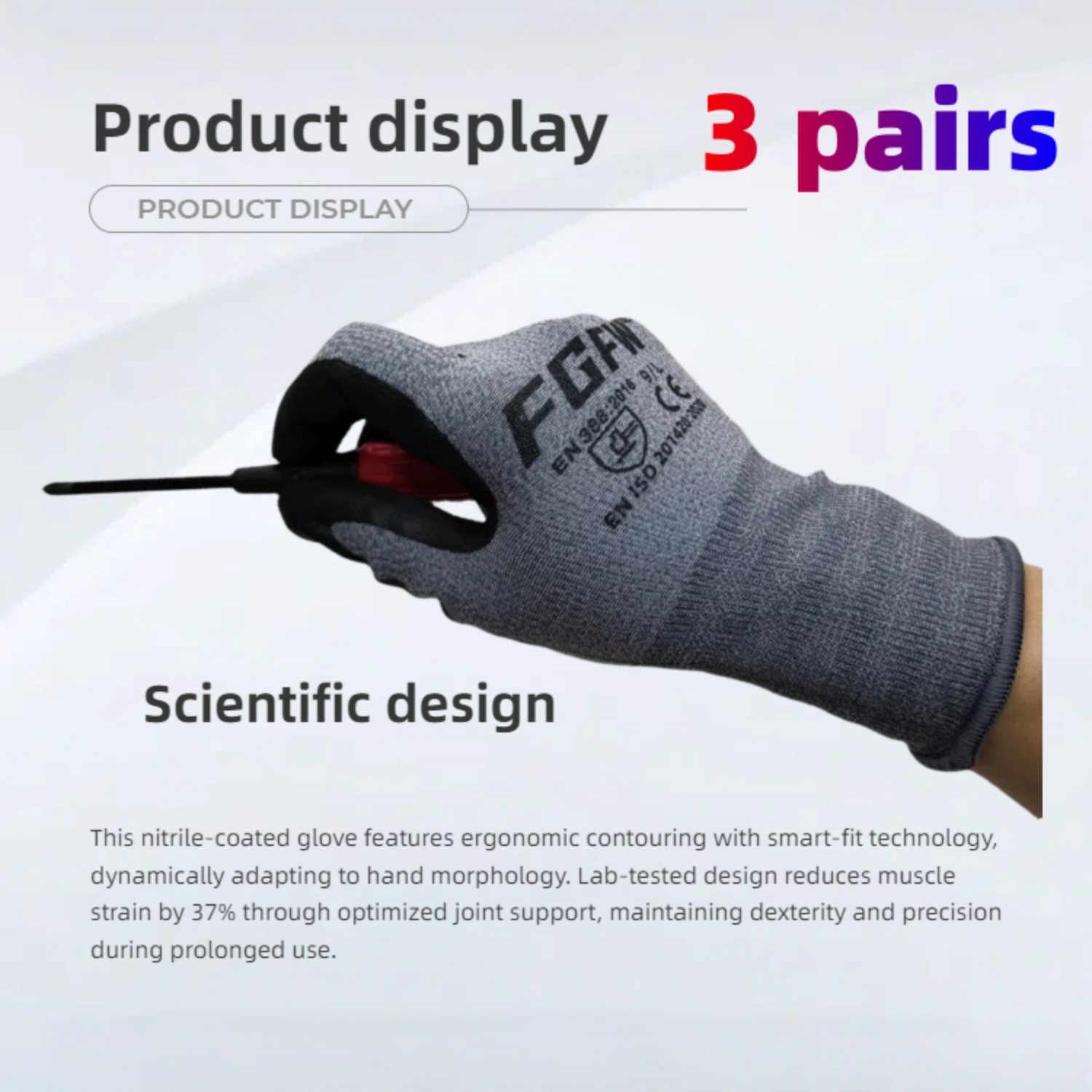 3 Pairs Soft Breathable Spande - Nitrile Mechanic Glove review and price