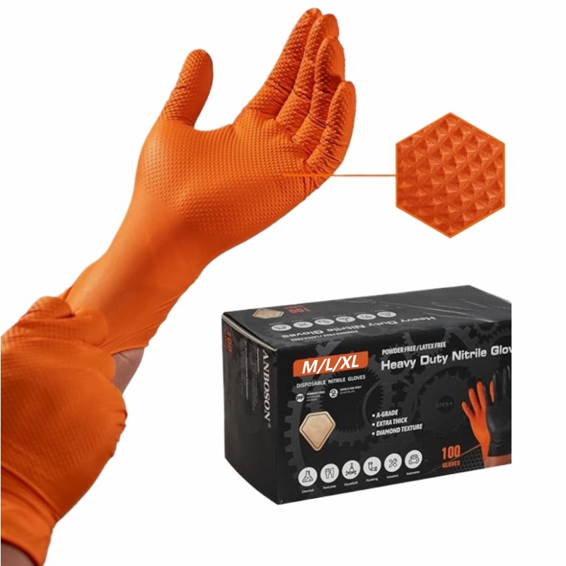 8Mil Heavy Duty Orange Nitrile - Nitrile Mechanic Glove review and price