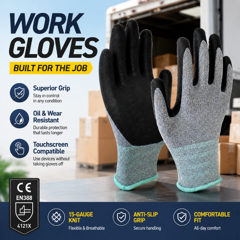 15 Needle Polyester Nitrile Co - Nitrile Mechanic Glove review and price