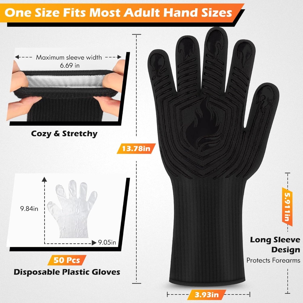 BBQ Gloves, 1472°F Heat Resist - Heat Resistant Glove review and price